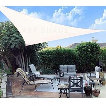 AXT SHADE Toldo Vela de Sombra Triangular 3 x 3 x 3 m, protección Rayos UV y HDPE Transpirable para Patio, Exteriores, Jardín, Color Beige
