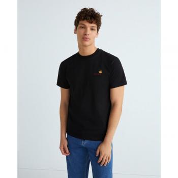 Carhartt Wip S/S American Script T-Shirt, Black, Size L, Short Sleeve for Men