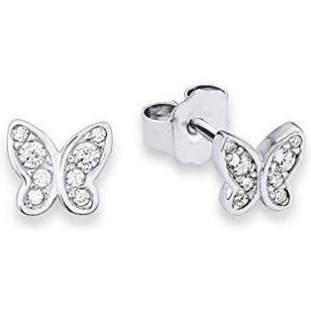 s.Oliver Pendientes de tachuelas Joyas para las Orejas, con Sintetizador de circonio, 0.5 cm, Plata, Mariposa, Estuche de Regalo de Joyería, 9233199