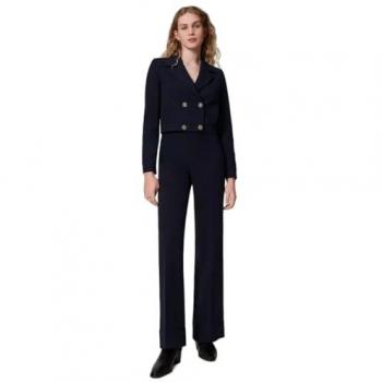 Classic Blue High-Waisted Wide Trousers for Women, Size XS