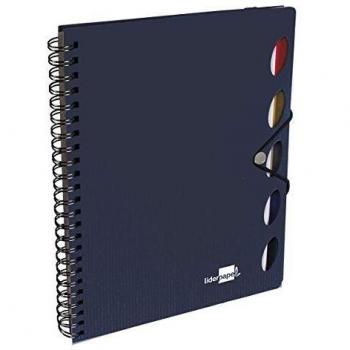 Liderpapel Cuaderno Espiral A4 Micro Executive Tapa Plástico 100H 80 g/m² Cuadro 5Mm 5 Separadores Con Gomilla Azul