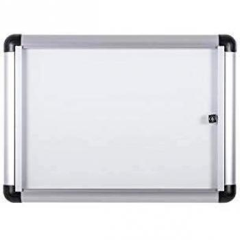 Bi-Office Boletín Enclore Extra - Superficie magnética en acero lacado, Tablón de anuncios con puerta con bisagras para aluminio interior, 513 x 371 mm - 2xA4