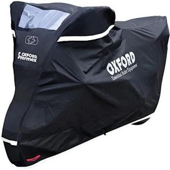 Funda de motocicleta Oxford Stormex Negro - Cubierta resistente al agua, material duradero, protección UV, tamaño mediano (M), diseño ajustable con sistema de cierre seguro