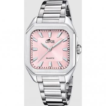 Reloj Lotus 18967/3 Rosa Mujer - Reloj de mujer Square Series, acero plateado, esfera rosa