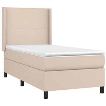 Cama box spring con colchón de cuero sintético capuchino 80x200 cm