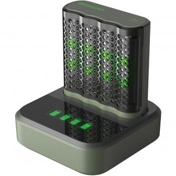 Cargador GP Recyko M452 4-Fold LCD con Docking Station + 4 Baterías AA NiMH de 2600mAh