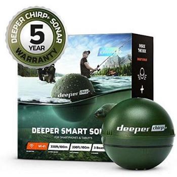 Sonda inteligente CHIRP + más profunda: portátil, portátil, GPS Fish Finder y buscador de profundidad, en tierra o en alta mar, agua dulce o salada