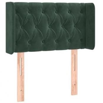 Cabecero con LED de terciopelo verde oscuro 83x16x78/88 cm