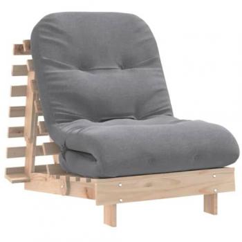 Futón sofá cama con colchón madera maciza de pino 70x206x11 cm