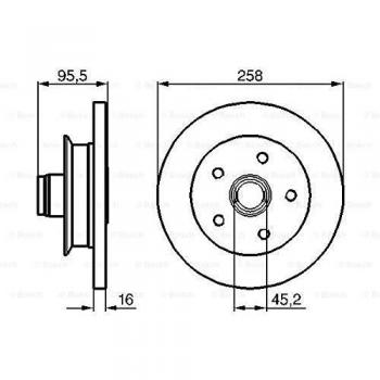 Disco de freno BOSCH 0 986 478 224 para Volkswagen Transporter III, diámetro 257.7mm, compatible con referencias 251407617D, F, G, K, L, M, N