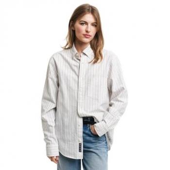 Camisa de Hombre Gant Regular Fit Rayas Oxford Manga Larga Eggshell S