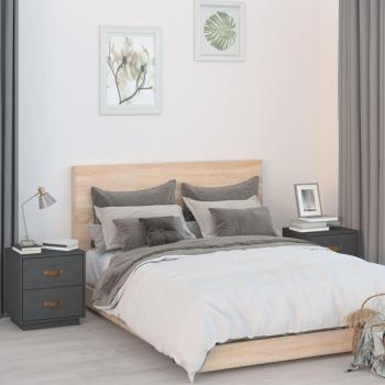 Mesitas de noche vidaXL 2 unidades madera maciza pino 40x34x45 cm en Natural, Blanco y Gris para dormitorio, salón o estudio, mesa auxiliar