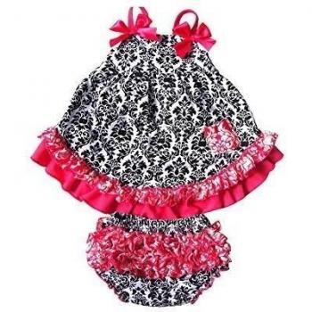 TOOGOO(R)2piezas conjuntos de ropa de Nina bebe Pantalones bombachos de volante + camisetas florales lindas con ropa del algodon de ninito de volante rojo L