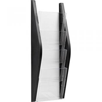 Soporte mural para folletos A5, 4 compartimentos, transparente negro 540x220x80mm