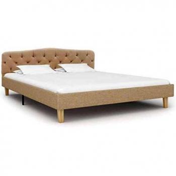 vidaXL Estructura Cama Tela Somier Mobiliario Decoración Hogar Casa Clásica Práctica Cómoda Moderna Robusta y Duradera Sin Colchón Beige 140x200cm