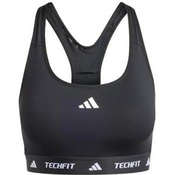 Sujetador deportivo de fitness adidas Techfit Medium Support mujer, color negro, talla XS, diseñado para ofrecer soporte medio durante actividades físicas