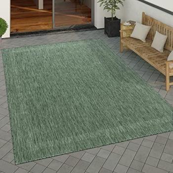 Alfombra Interior y Exterior Balcón Terraza Cocina Moderna Dibujo Geométrico Motivo Abstracto Verde, 150 cm cuadrado - Paco Home