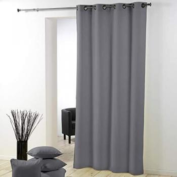 Cortina de Ojetes Esencial - Gris Claro - 140 x 280 cm - Poliéster Uni