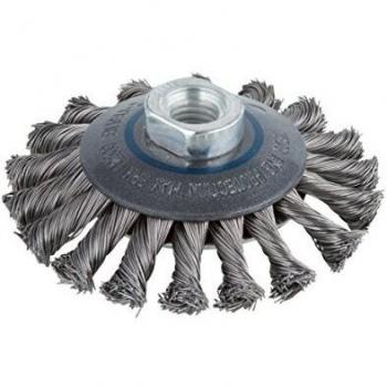 Wolfcraft 2153000 - Cepillo metálico, cónico, trenzado, rosca M 14 Ø 100 x 15 mm
