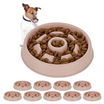 Comedero Antivoracidad para Perro RELAXDAYS, Cuenco Canino con Obstáculos Antiansiedad, Capacidad de 550 ml, Dimensiones 4 x 21 cm, Color Rosa