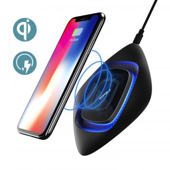 Cargador Inalámbrico Rápido, Wofalo Almohadilla de Carga Base de Carga para Samsung S7/S7 Edge/S8/S8 Plus/ Note 8, Qi-Habilitado Cargo Estándar para Phone X/ iPhone8/8 Plus y Todos Móviles con QI