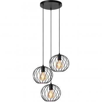 Lámpara Colgante Danza, 3 Luces, Redonda, Negro - Ø50cm - E27