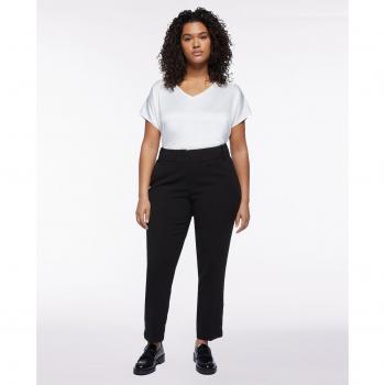 Pantalón recto de mujer con botones en la parte inferior y bolsillos americanos