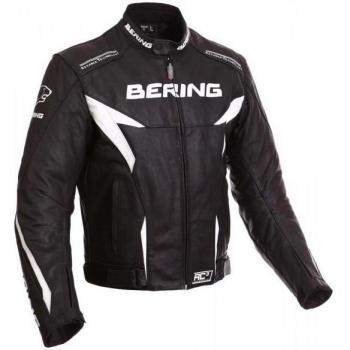 BERING Fizio - Cazadora Moto cuero, color Negro/Blanco, talla 46/48