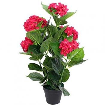vidaXL Planta Artificial Hortensia con Macetero 60 cm Roja Maceta de Plástico