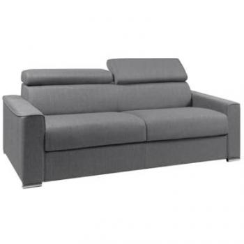 Sofá cama de 4 plazas VIZIR gris con apertura rápida y colchón de 22 cm - Cama de 160 cm