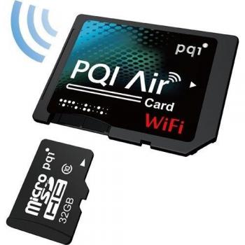 PQI Air Card - Tarjeta microSDHC con adaptador microSD inalámbrico