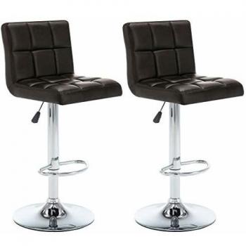 vidaXL 2X Sillas de Bar Cuero Sintético Marrón Taburete Asiento Cocina Comedor