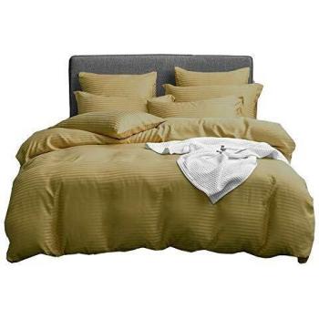 UMI Merryfeel Classic Satin Striped Duvet Cover Set,Brushed Soft Microfiber Bedding.