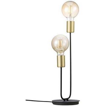 Lámpara de mesa Nordlux Josefine E27 Negra Mate y Bronce con Dos Casquillos