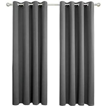 Amazon Brand - Umi Cortinas Opacas Dormitorio Moderno para Ventanas con Ollaos Juego de 2 Piezas 107x214cm Gris Claro
