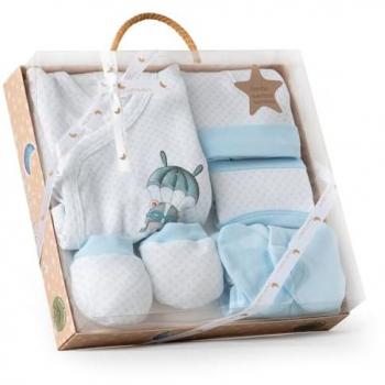 Interbaby Set Regalo 5 Piezas Ropa Bebé Paracaidas, incluye conjunto de regalo de manga corta para bebé recién nacido, 5 unidades en total, modelo paracaidista en color azul