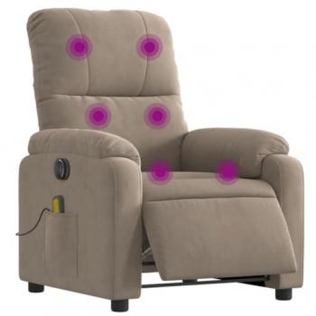 Sillón Reclinable Masaje Eléctrico de Tela Microfibra Gris Taupe