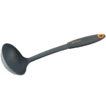 Fackelmann Soft Cazo Sopa, Cuchara Sopera de Plástico Apta para Sartenes y Ollas, Revestimiento Antiadherente, Nylon Resistente hasta 200ºC y Mango Antideslizante con Tacto Suave, 30x9.7cm, 1 Unidad