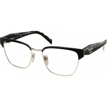 Prada PR 65YV AAV1O1 Women's Eyeglasses, Geometric Black, Gold Frame, Size 53, Blue Light Block Available