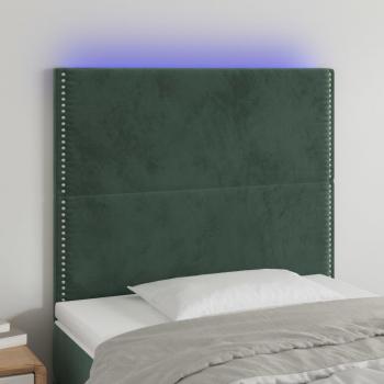 Cabecero LED Terciopelo Verde Oscuro 100x5x118/128 cm con luces LED