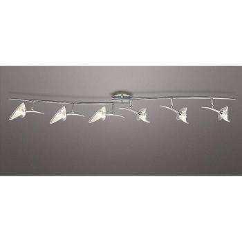 Foco lineal Flavia de 6 luces G9 con cabezales ajustables, cromo pulido