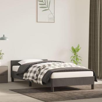 Cama solar sin colchón terciopelo gris oscuro 90x200 cm con estructura de cama y cabecero en terciopelo gris oscuro