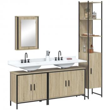 Conjunto de muebles de baño 4 piezas en madera de roble Sonoma Multicapa Marrón