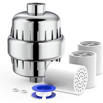 Rainsworth Filtro de agua para agua dura, elimina el cloro y las impurezas de agua, suaviza el agua dura, se adapta a cualquier cabezal de ducha, 3 cartucho de filtro