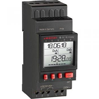 Müller Temporizador de Carril DIN Digital 1 Canal Programador Horario Semanal 230V AC 16A/250V