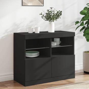 Aparador con luces LED 81x37x67 cm Mueble de Almacenaje de Salón Buffet para salón Armario Auxiliar Armario de Almacenamiento negro