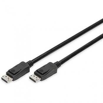 DIGITUS Cable de conexión DisplayPort, DP M/M, 3 m, con Enclavamiento, 8K Ultra HD, Versión 1.3/1.4, Negro