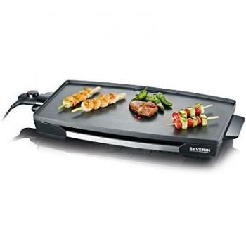 SEVERIN Parrilla de mesa para carne, pescado y verduras, parrilla eléctrica antiadherente XXL, plancha de cocina con bandeja de goteo y control de temperatura, negro, KG 2397