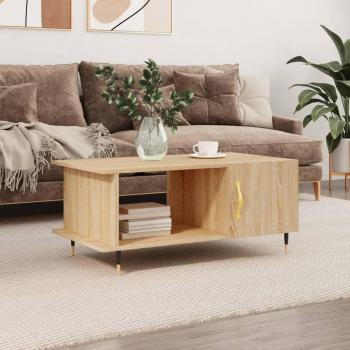 Mesa de centro vidaXL madera contrachapada 90x50x40 cm en colores Blanco, Negro y Marrón (roble Sonoma) - Mesita de Salón o Comedor o Auxiliar
