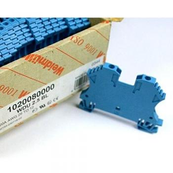 Bornes de paso Weidmüller WDU 2.5 BL, 60x5,1x47mm, azul, conexión por tornillo, paquete de 100 unidades